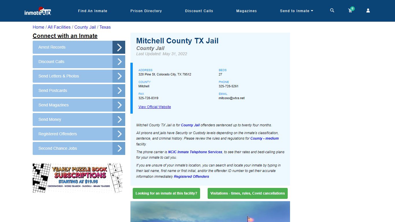 Mitchell County TX Jail - Inmate Locator - Colorado City, TX